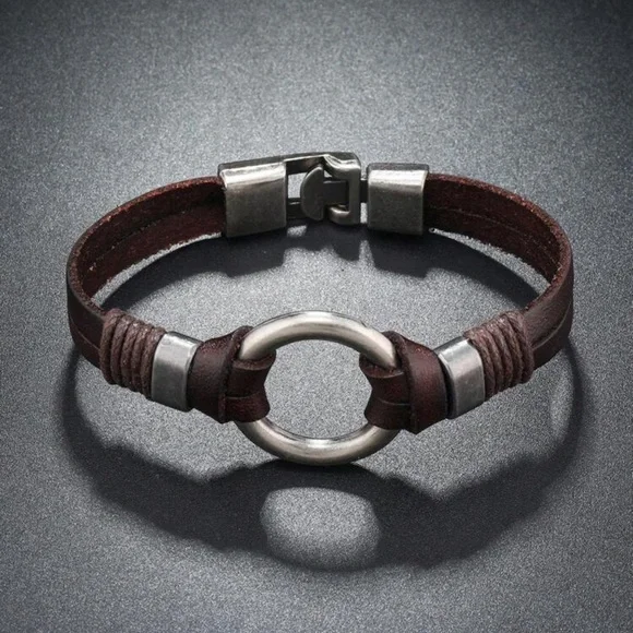 Men Rock Style Metallic Ring Simple Bracelet - Picture 5 of 6